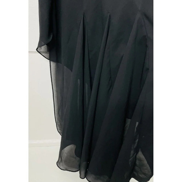 Niki Livas Evening Dress 10 Beaded Black 90s Style Handkerchief Hem Draped Neck - Picture 6 of 14